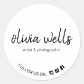 Einfaches handgeschriebenes Skript-Schriftart Soci Runder Aufkleber (Vorderseite)