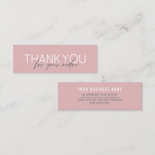 Einfaches handgeschriebenes Skript Vielen Dank Pin Mini Visitenkarte (Vorne/Hinten)