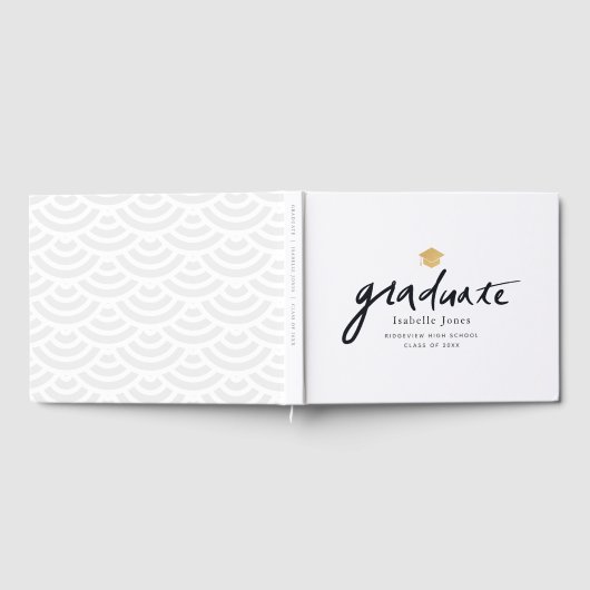 Einfaches handgeschriebenes Skript, Weißes Abschlu Gästebuch (Voll)