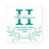 Einfaches handgezeichnet Kraut | Grüne Rücksendead Permastempel (Design)