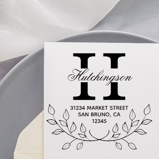 Einfaches handgezeichnet Kraut | Grüne Rücksendead Permastempel