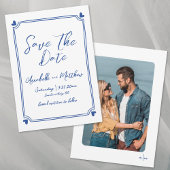 Einfaches handgezeichnetes Foto Blaue Whimsikale H Save The Date