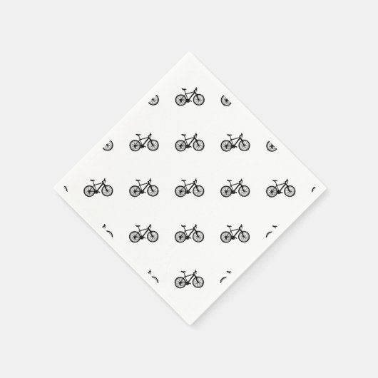 Einfaches handgezogenes Fahrrad in Schwarzweiß Serviette (Ecke)