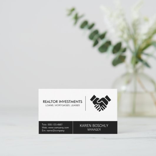 Einfaches Handshake Realtor Visitenkarte (Stehend Vorderseite)