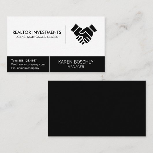 Einfaches Handshake Realtor Visitenkarte (Vorne/Hinten)