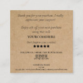 einfaches handwerkliches Skript danke für Ihre Bes Quadratische Visitenkarte (Rückseite)