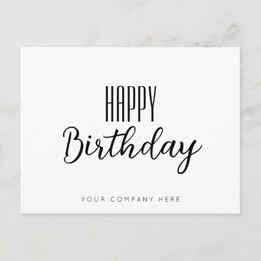 Einfaches Happy Birthday Business Postkarte (Vorderseite)