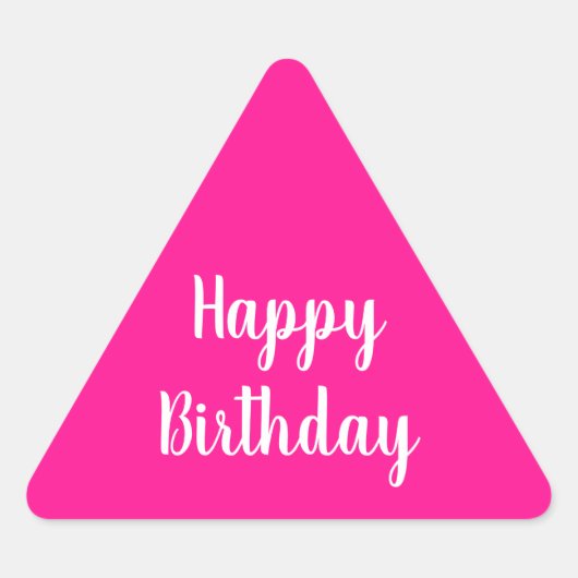 Einfaches Happy Birthday Hot Pink Dreieckiger Aufkleber (Vorderseite)