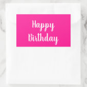 Einfaches Happy Birthday Hot Pink Rechteckiger Aufkleber (Tasche)