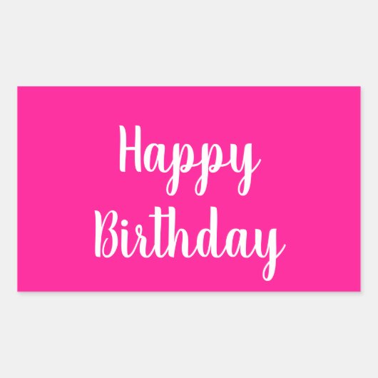 Einfaches Happy Birthday Hot Pink Rechteckiger Aufkleber (Vorderseite)