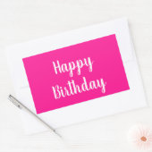 Einfaches Happy Birthday Hot Pink Rechteckiger Aufkleber (Umschlag)