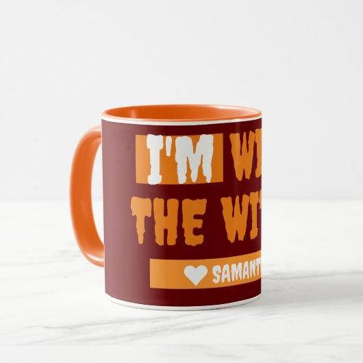 Einfaches Happy Halloween ich bin mit dem Hexencos Tasse (Vorderseite Links)