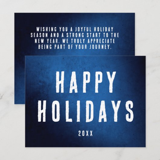 Einfaches Happy Holidays Logo Blau Gradient Postkarte (Vorne/Hinten)
