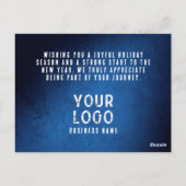 Einfaches Happy Holidays Logo Blau Gradient Postkarte (Rückseite)