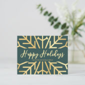 Einfaches Happy Holidays Snowflake Gold Business Postkarte (Stehend Vorderseite)