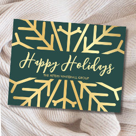 Einfaches Happy Holidays Snowflake Gold Business Postkarte
