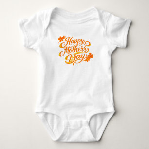 Einfaches Happy Mother's Day Florale Kalligrafie Baby Strampler