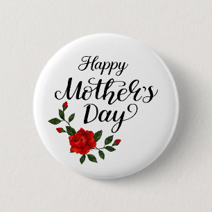 Einfaches Happy Mother's Day Florale Kalligrafie Button