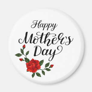 Einfaches Happy Mother's Day Florale Kalligrafie Magnet