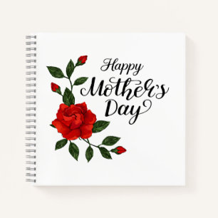 Einfaches Happy Mother's Day Florale Kalligrafie   Notizblock