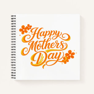 Einfaches Happy Mother's Day Florale Kalligrafie   Notizblock
