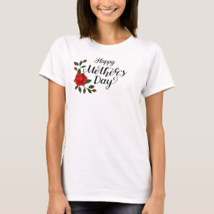 Einfaches Happy Mother's Day Florale Kalligrafie   T-Shirt