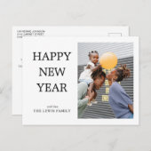 Einfaches Happy New Year Foto Postkarte (Vorne/Hinten)