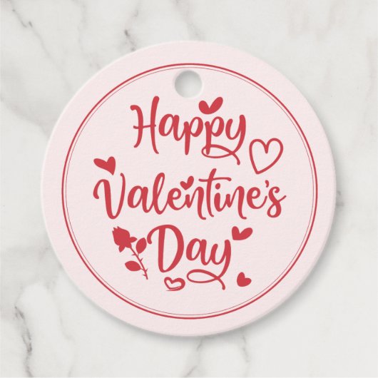 Einfaches Happy Valentine's Day Red Heart Geschenk Geschenkanhänger (Vorderseite)