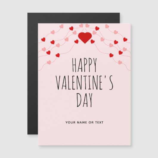 Einfaches Happy Valentines Day Rosa String Herz Magnetkarte (Vorne/Hinten)