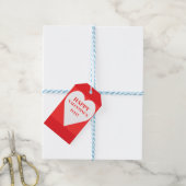 Einfaches Happy Valentine's Day White Heart on Red Geschenkanhänger (Mit Garn)