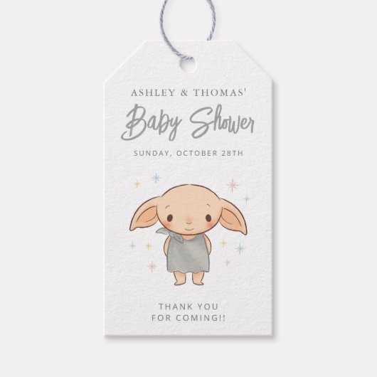 Einfaches Harry Potter - Dobby Baby Shower Geschenkanhänger (Vorderseite)