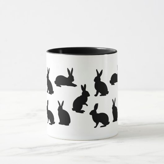 Einfaches Hasenmuster in Schwarz mit individuellem Tasse (Zentrum)
