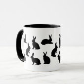 Einfaches Hasenmuster in Schwarz mit individuellem Tasse (Vorderseite Links)