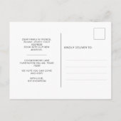 Einfaches Haus, in dem wir uns bewegen Ankündigungspostkarte (Rückseite)