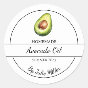 Einfaches, hausgemachte Avocado-Öl-Label Runder Aufkleber