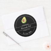 Einfaches, hausgemachte Avocado-Öl-Label | Schwarz Runder Aufkleber (Umschlag)