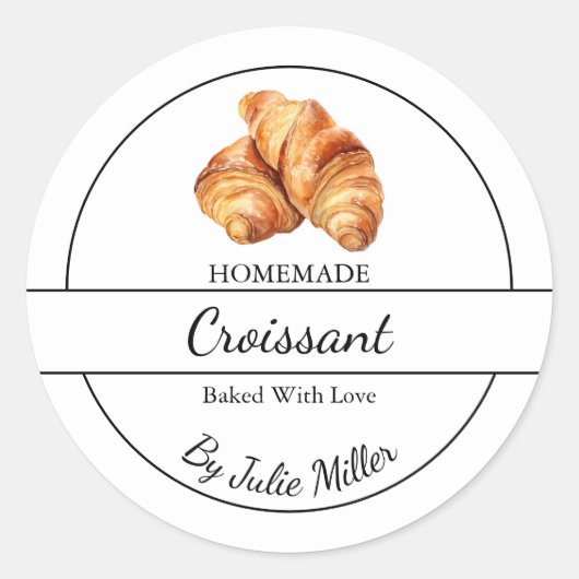 Einfaches, hausgemachte Croissant Label Runder Aufkleber (Vorderseite)