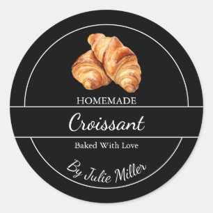 Einfaches, hausgemachte Croissant Label Runder Aufkleber