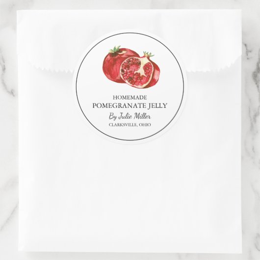 Einfaches, hausgemachte Granatapfelsiegelegel Runder Aufkleber (Tasche)