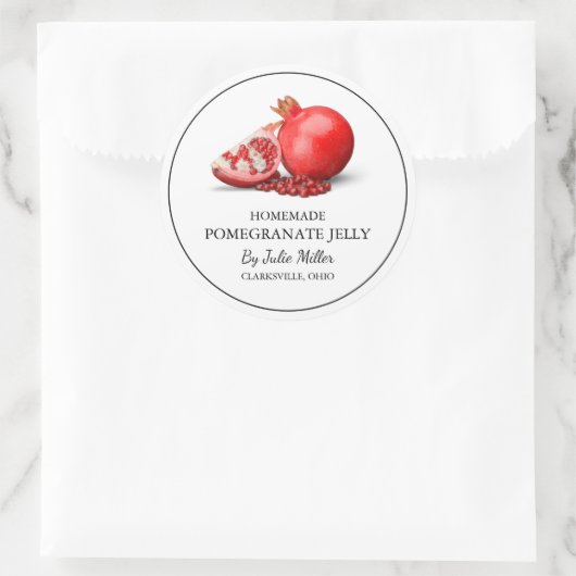 Einfaches, hausgemachte Granatapfelsiegelegel Runder Aufkleber (Tasche)