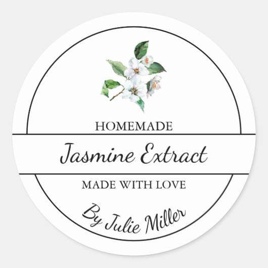 Einfaches, hausgemachte Jasmine-Extraktionslabel Runder Aufkleber (Vorderseite)