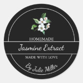 Einfaches, hausgemachte Jasmine-Extraktionslabel Runder Aufkleber (Vorderseite)