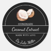 Einfaches, hausgemachte Kokosextrakt Runder Aufkleber (Vorderseite)