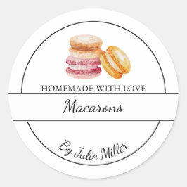 Einfaches, hausgemachte Macarons-Label Runder Aufkleber