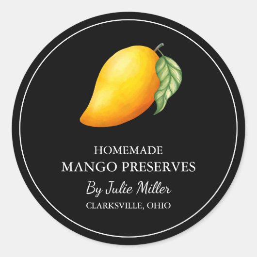 Einfaches, hausgemachte Mango-Reserven-Label Runder Aufkleber (Vorderseite)