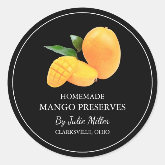 Einfaches, hausgemachte Mango-Reserven-Label Runder Aufkleber (Vorderseite)