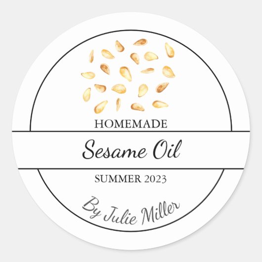 Einfaches, hausgemachte Sesamöl Runder Aufkleber (Vorderseite)