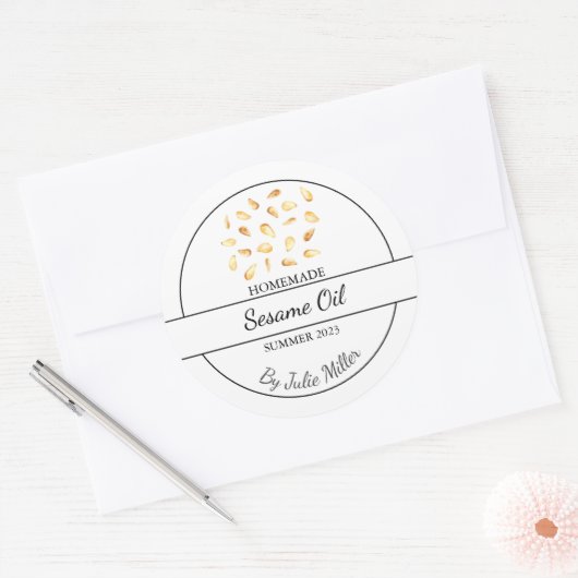 Einfaches, hausgemachte Sesamöl Runder Aufkleber (Umschlag)