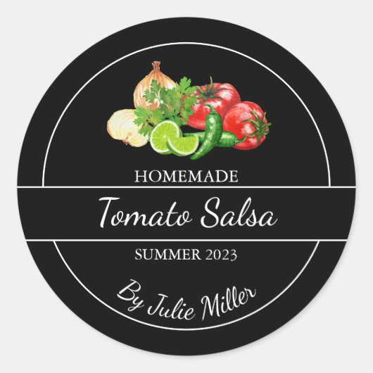 Einfaches, hausgemachte Tomatensalsa-Label Runder Aufkleber (Vorderseite)
