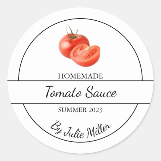 Einfaches, hausgemachte Tomato Sauce Label Runder Aufkleber (Vorderseite)